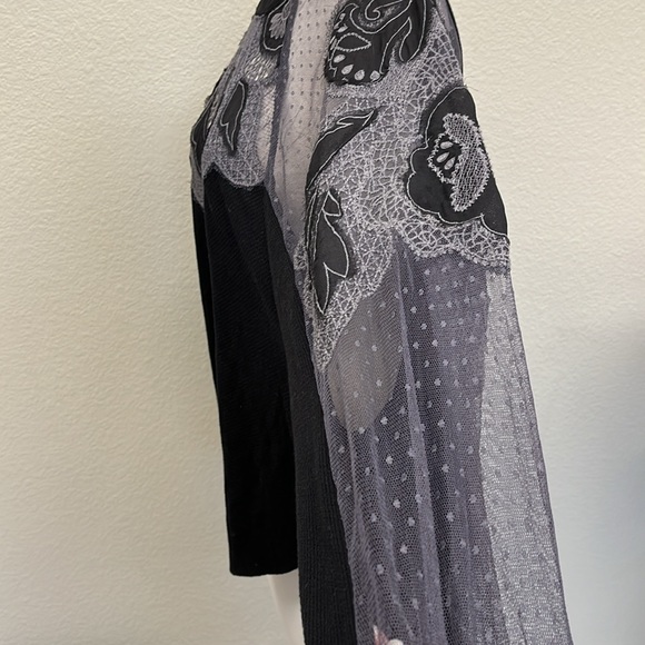 Free People Toni Waffle Knit Mesh Embroidered Top - Picture 6 of 10